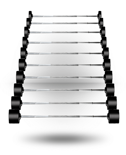 York Barbell Rubber Fixed Pro Straight Barbell Set