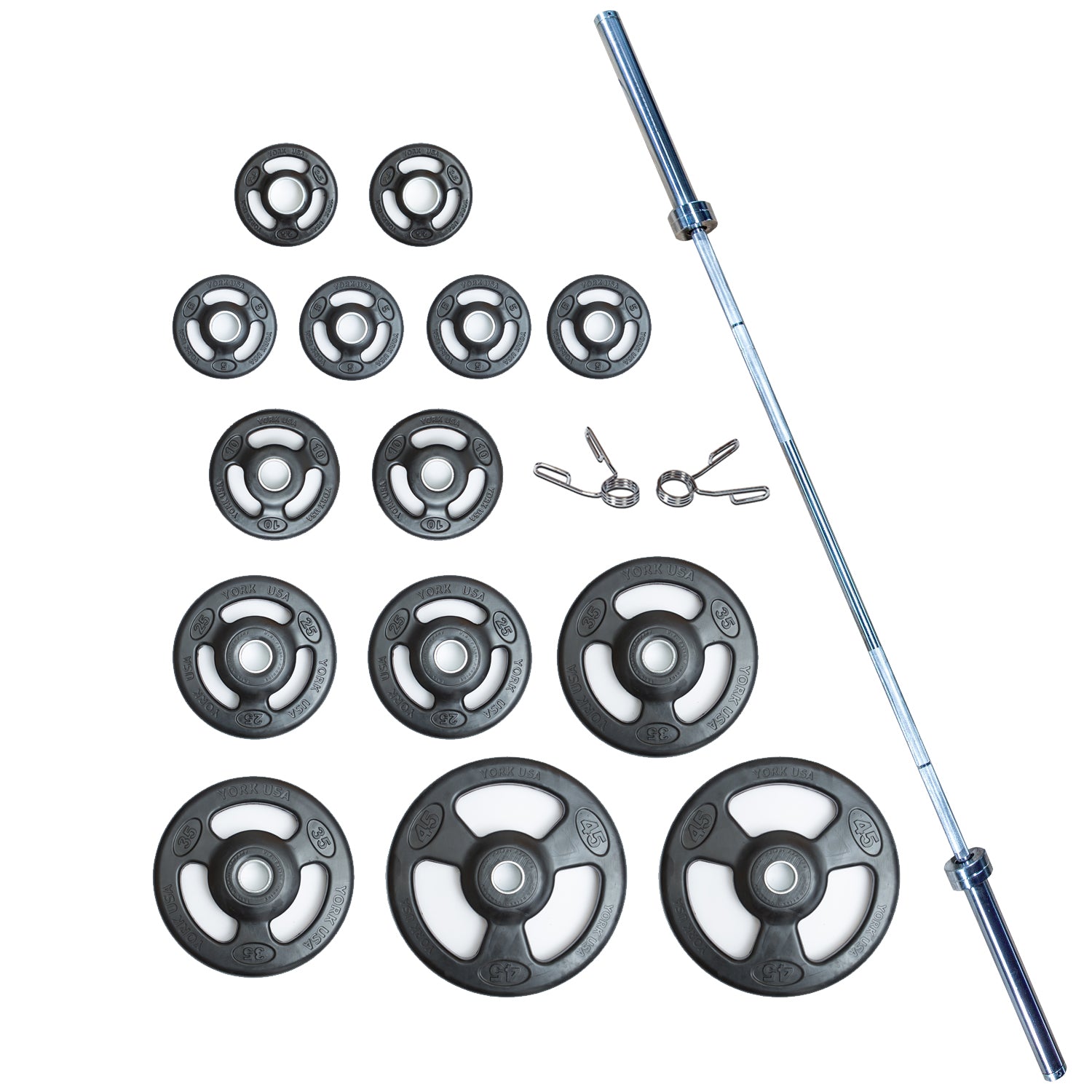 York Barbell Iso-Grip Rubber-Encased Steel Olympic Plate Set