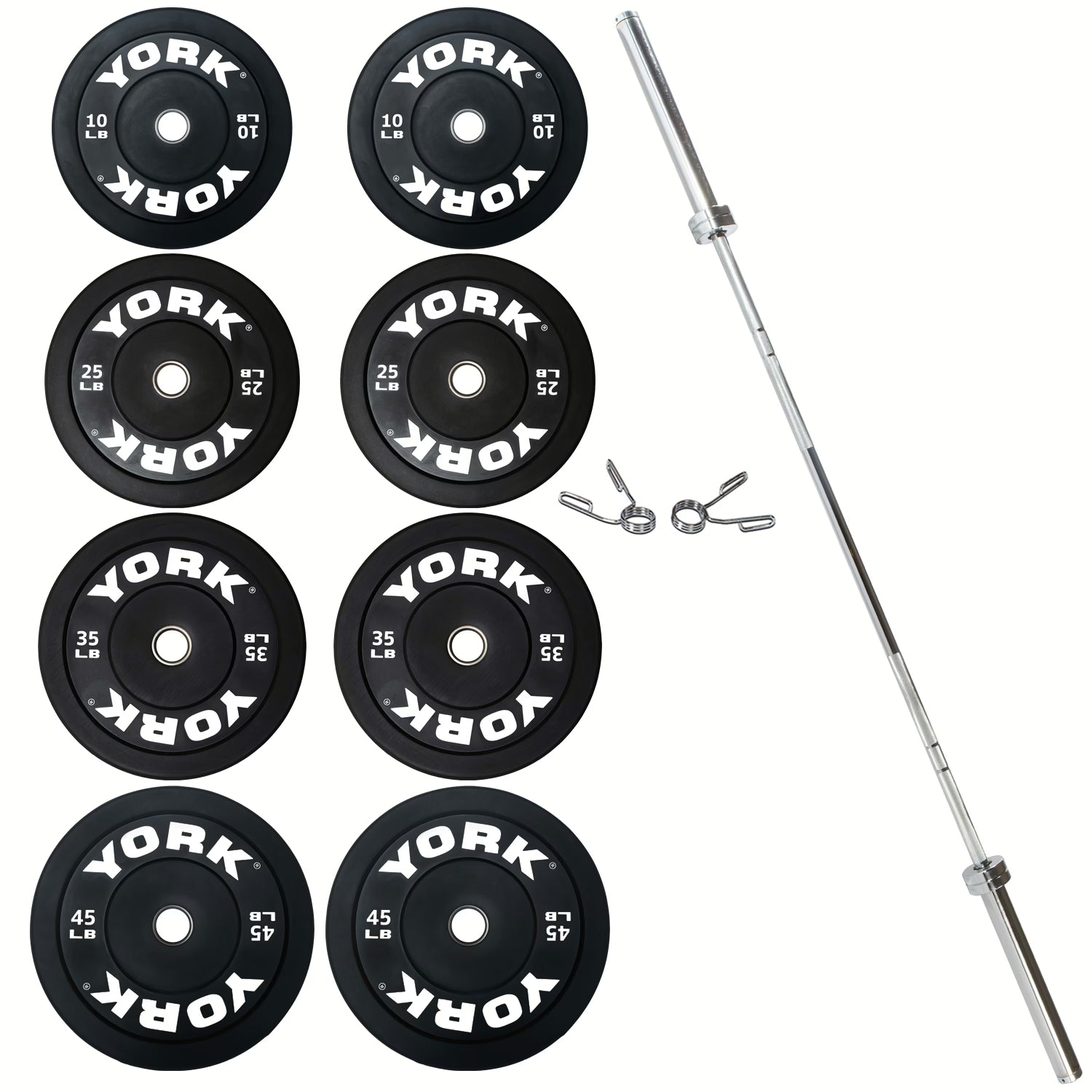 York Barbell Rubber Training Bumper Plate Set