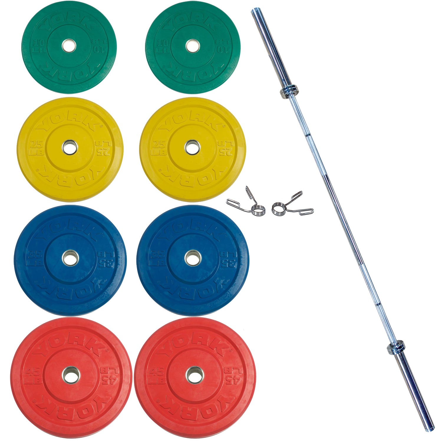 York Barbell Rubber Training Bumper Plate Set (Color)
