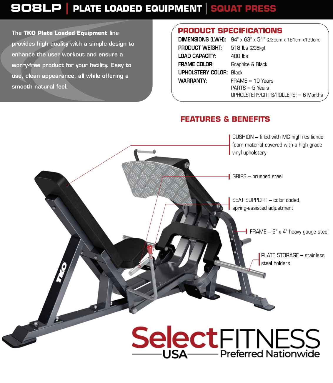 TKO Plate Loaded Leg Press Machine